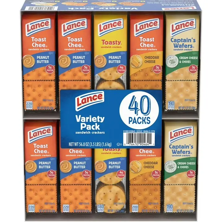 Lance Variety Pack Sandwich Crackers, Assorted Flavors, Individual Packs, 40 Count