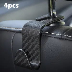 4pcs Premium Carbon Fiber Car Seat Hooks - Space-Saving, Durable, and Heavy-Duty for Hanging Bags, Sundries, and Objects - Easy to Install and Concealed Design, Car Accessories