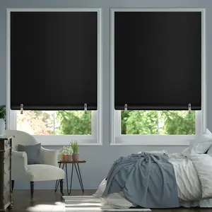 2Pack Blackout Roller Window Shades, Cordless Blinds for Indoor Windows, No Tools No Drill Pull Down Window Shades, Thermal Insulated Fabric UV Protection for Home, Office, Bedroom, 36''W x 72''H, Black