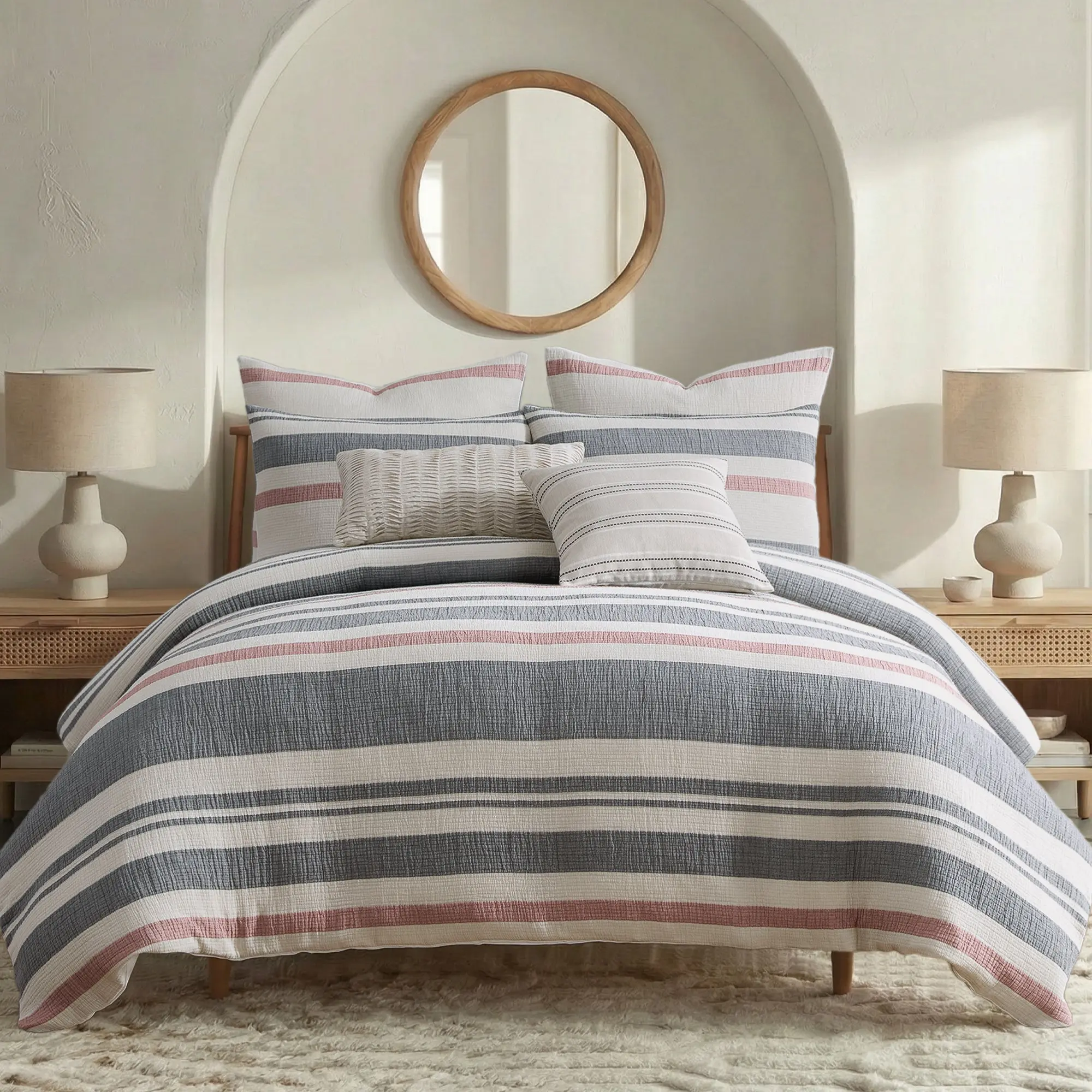 Pierre Muslin Stripe Comforter Set