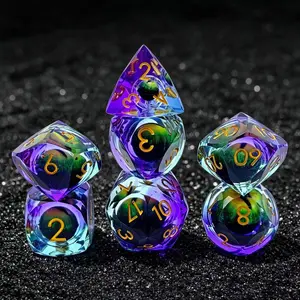 Resin Rolling Liquid Dragon Eye Multi-Faceted Dice Set, for DND, COC, RPG Board Games, Holiday Gift for Adult Party Game Enthusiasts