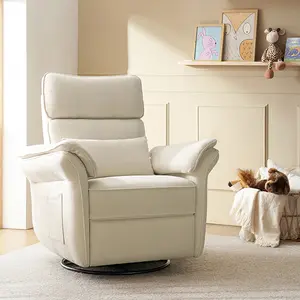 Hulala Cuddle Nursery Power Glider, modern electric nursery chair, 270-degree swivel, high armrests, conveniently flip down, Storage Bags, Lumbar Support, for both mommy and baby, adjustable headrest, waterproof, stain-proof, oil-proof