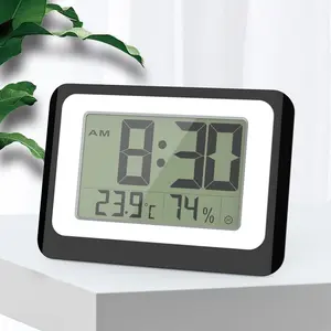 2025 new smart table clock big screen digital alarm clock LCD display blue backlight with temperature&humidity time display snooze function