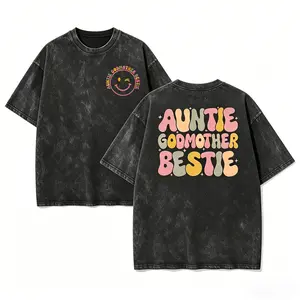 Vintage Washed Auntie Godmother Bestie Shirt, Cute Godmother & Aunt Gift Tee
