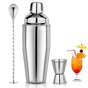 Stainless Steel Cocktail Shaker & Measuring Cup, Professional Drink Mixing Kit, Ideal for Beginner Bartenders, Bars, Parties