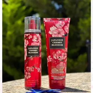 Bath & Body Works Japanese Cherry Blossom Fine Fragrance Mist 8 FL OZ & Ultimate Hydration Body Cream 8 FL OZ Floral Scented Set