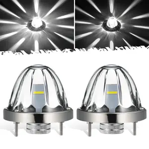 Partsam 2Pcs Glass Watermelon Lights [Patent Pending] Clear Lens White LED Running Light with Stailess Steel Bezel Replacement for Kenworth Peterbilt Freightliner Trucks