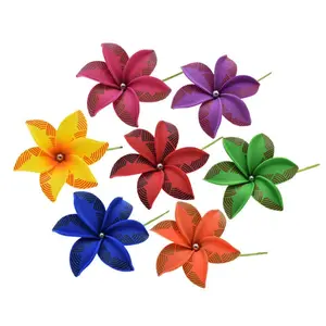 Plumeria Flower Hair Sticks W/Silver Pearl