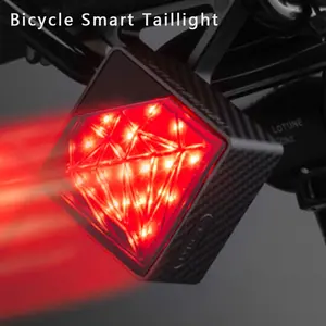 Smart Bike Tail Light, 15 LED Bulbs, Diamond Design, 5 Modes, Rechargeable Battery, Night Riding Safety, Outdoor Cycling Accessory, Bicycle Accessories