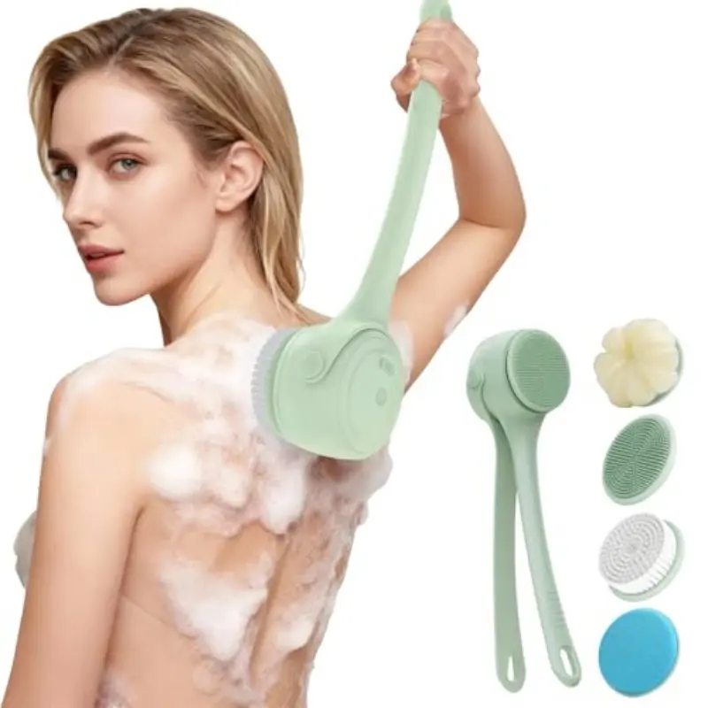 High-End Electric Back Brush for Shower, Waterproof Rechargeable Exfoliating Brush, Soft Bristles for Sensitive Skin, Full Body Use, Scrub Brush, Body Brush for Showering
