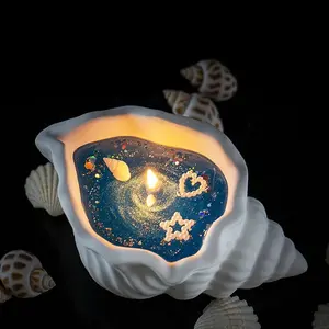 Sea Shell Scented Candle, Handmade Oceanic Decorative Piece, Blue Wind Chime Fragrance, Burn Time 6-8 Hours, Perfect Gift for Festivals, Aroma