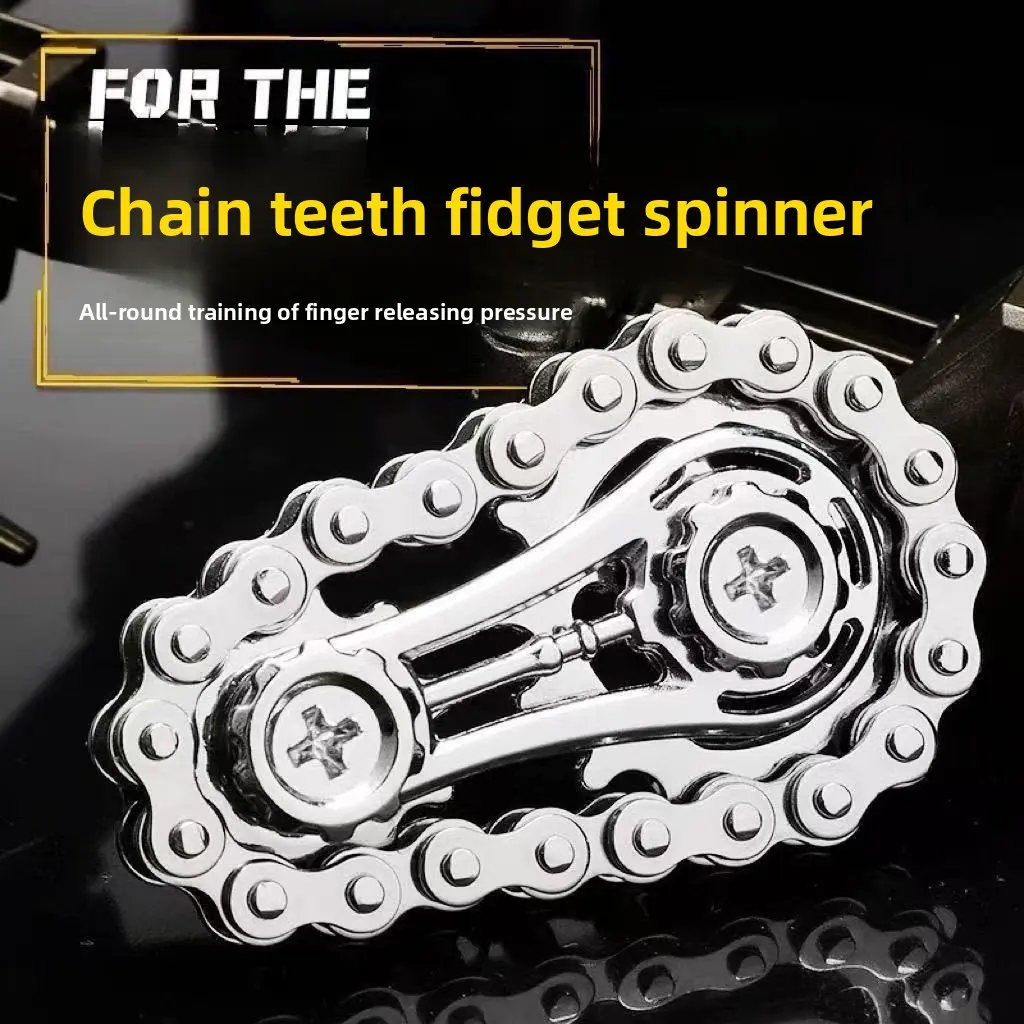 Chain Gear Gyroscope Fidget Spinner – EDC Alloy Mechanical Flywheel Stress Relief Toy Steel Finger Slider