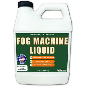 Fog Machine Liquid - 32 oz Tillbrook Fog Machine Fluid - High Density & Long-Lasting Fog Juice - Low-Lying, Universal, Water-Based Solution for Spooky Halloween Parties, Haunted Houses, & Concerts