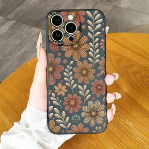 Vintage Earthy Daisy Print Phone Case Phone Case for iPhone17Pro Max/11/12/13/14/15/16 for Samsung Galaxy S26 Ultra/S25/S24/S23/S22 Precise craftsmanship, tight fit, comprehensive protection