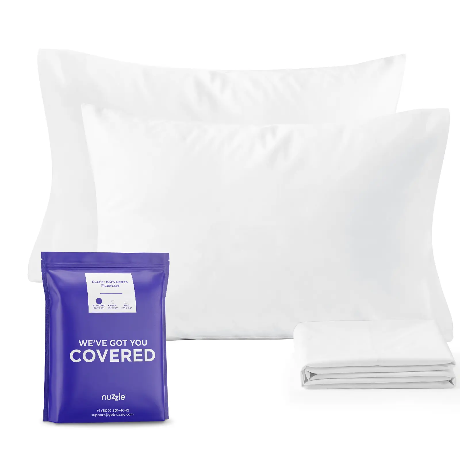 Nuzzle Cooling Adjustable Standard Size Pillow Set of 2 and Pillowcases（The Pillow Comes with a Pillowcase）