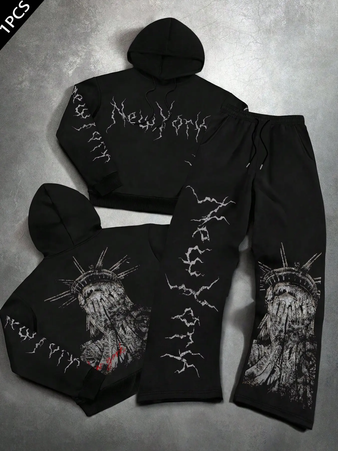 Men's 2-Piece Tracksuit with Graphic Print, Stylish Fall Fashion Sweatshirt and Joggers Set, Trendy Athletic Streetwear for Autumn & Winter, Tracksuit Sets, Tracksuit Sweat Suits, Tracksuit Matching Set, Matching Sweatsuit, Matching Tracksuits