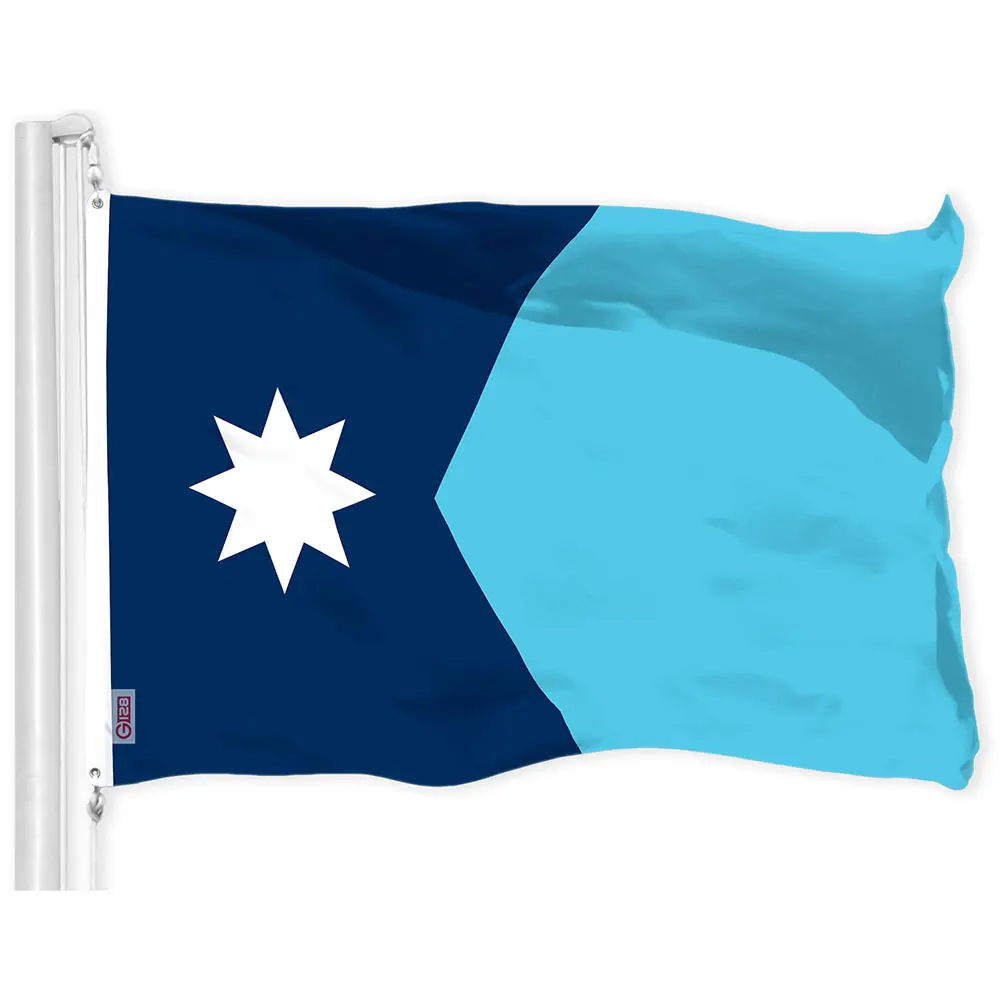 G128 Minnesota New Version MN State Flag | 3x5 Ft | LiteWeave Pro Series Printed 150D Polyester | Indoor/Outdoor, Vibrant Colors, Brass Grommets