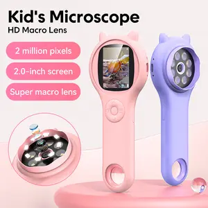 Microscope for Kids, Portable Handheld Pocket Digital Microscope with 2 Inch Screen, Mini Digital Microscope for Kids Educational Science Toys, Christmas Birthday Gifts for Age 3 4 5 6 7 8 Girls&Boys