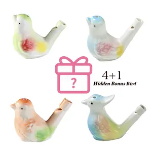 Handmade Ceramic Water Bird Whistle - Water-Filled Stress Relief Nature Sound Toy, Ocarina Gift for Kids, Pottery DIY Hobby Noise Maker