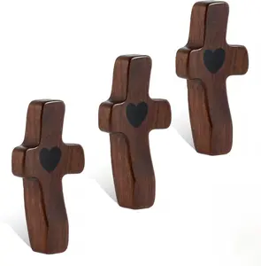 Heart-to-Heart/Encouragement Gift: Wooden Comfortable Pocket Prayer Cross, perfect for holding, snuggling, and praying. A Christian religious gift.