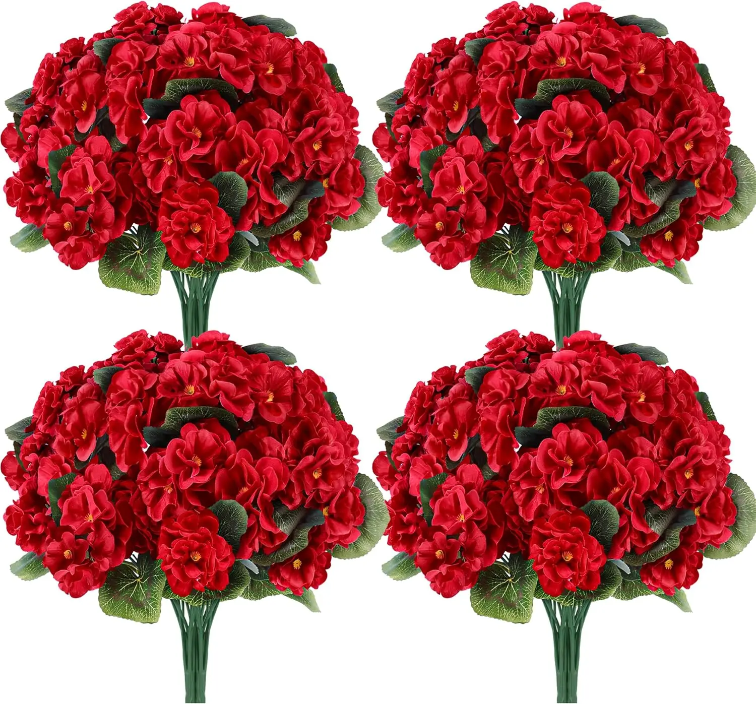 Der Rose 6-Pack Red UV-Resistant Bundle Artificial Geraniums - Washable, Waterproof Plastic Fake Greenery with Cluster Blooms for Outdoor Decor, Floral Decor, Window Planters, Boxes | Summerwins Deals