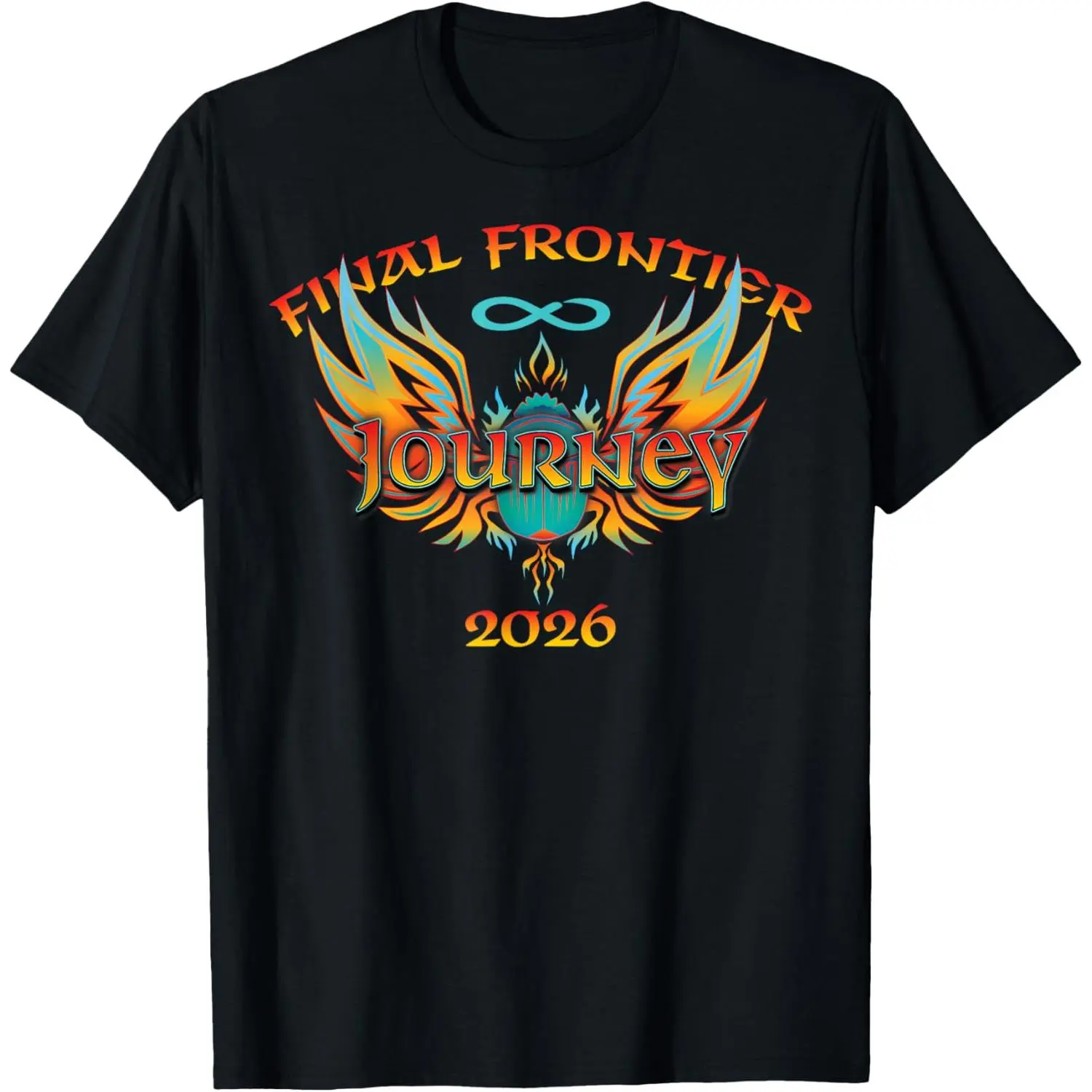 Unisex Graphic T-Shirt, Casual Short-Sleeve Athletic Top with 'Journey Final Frontier 2026' Future Theme Print for Tech Fans, Athletic Tops, Casual Sporty Top