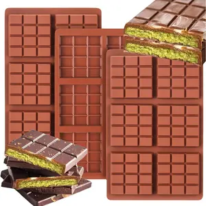 Chocolate Bar Mold Deep, 3Pcs Square Thick Chocolate Bar Mold Silicone, Stuffed Candy Bar Mold