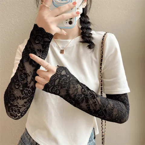 Scar-covering Lace Sun Protection Arm Sleeves for Women, Lace Fake Sleeves to Cover Tattoos, Breathable Mesh Sun Protection Sleeve