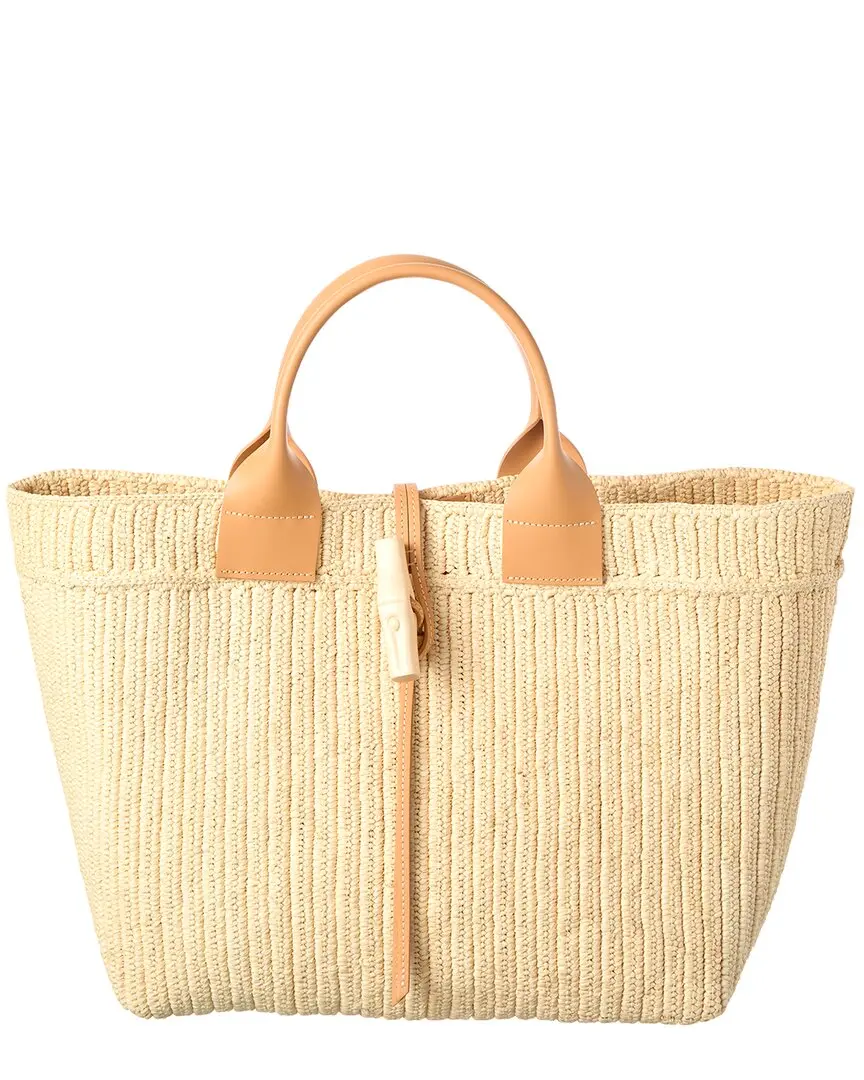 Longchamp Le Roseau Raffia & Leather Tote