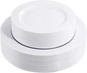 60 count White Plastic Plates - Heavy Duty White Disposable Plates for Birthday Party/Wedding -serve for 30 guests Include 30 count 10.25" Dinner Plates & 30 count 7.5" Dessert Plates for Party