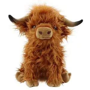 Highland Cow Plush Toy, Long-Haired Highland Cattle Soft Stuffed Animal, Perfect Gift for Christmas Birthdays Festivals, Soft Cuddly Gift