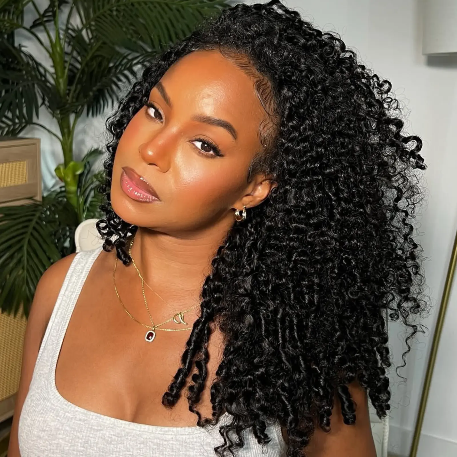 【Hot Sale】VIPbeauty Half Wig Human Hair 200 Density Burmese Curly Half Wig Spiral Curly Ends 3 In 1 Seamless Flip Over Glueless Wigs Human Hair with Drawstring Beginner Friendly Curly Wig Headband Wig for Women Daily Wear