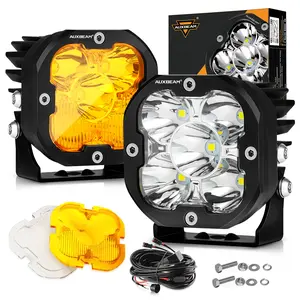 AUXBEAM X-PRO Series 3" 80W Cube LED Pods White Spot Beam & Amber spod flood Combo Beam Replaceable Light Covers 9600LM Offroad Ditch Lights Driving Light Bar Cubes