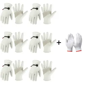 PAKNADA 6-Pair Goatskin Leather Work Gloves – Soft Leather, Durable Grip, Safety Work Gloves for Construction & Outdoor Use