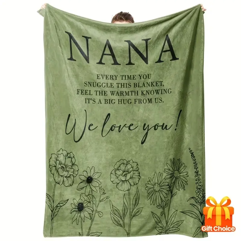 A luxurious flannel throw blanket for Nana, made of 280gsm fabric, suitable for home, bedroom, sofa, travel, and home use. A high-end gift and a perfect present! Decorative Giftable Blankets Cozy Throw Blanket
