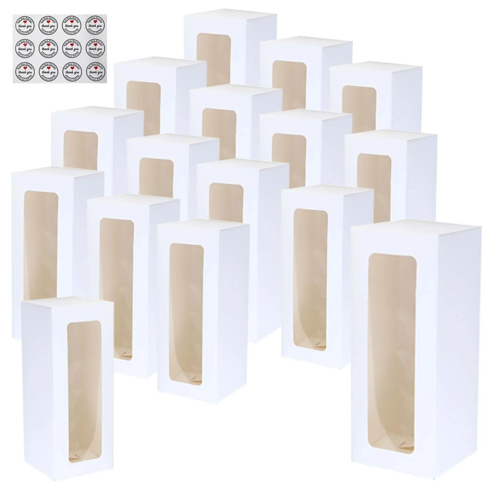 White Bakery Boxes with Window, 8.7'x3.15'x3.15' Strawberry Boxes for Cookies, Treats, Pastry, Breakable Heart, Donuts, Muffins