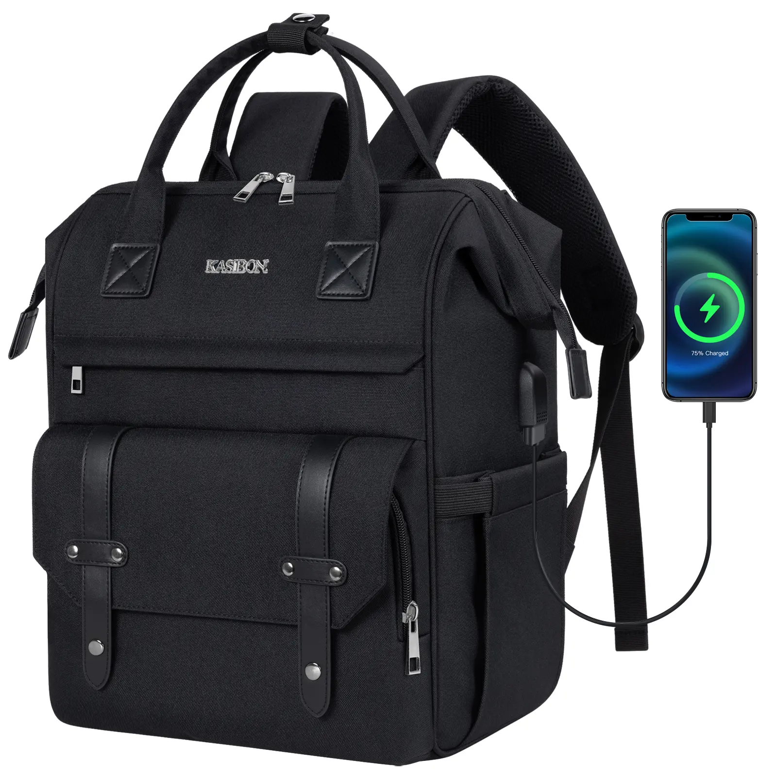 Laptop Backpack with Charging Port, Waterproof Work and College Bag, Perfect for Nurses and Teachers