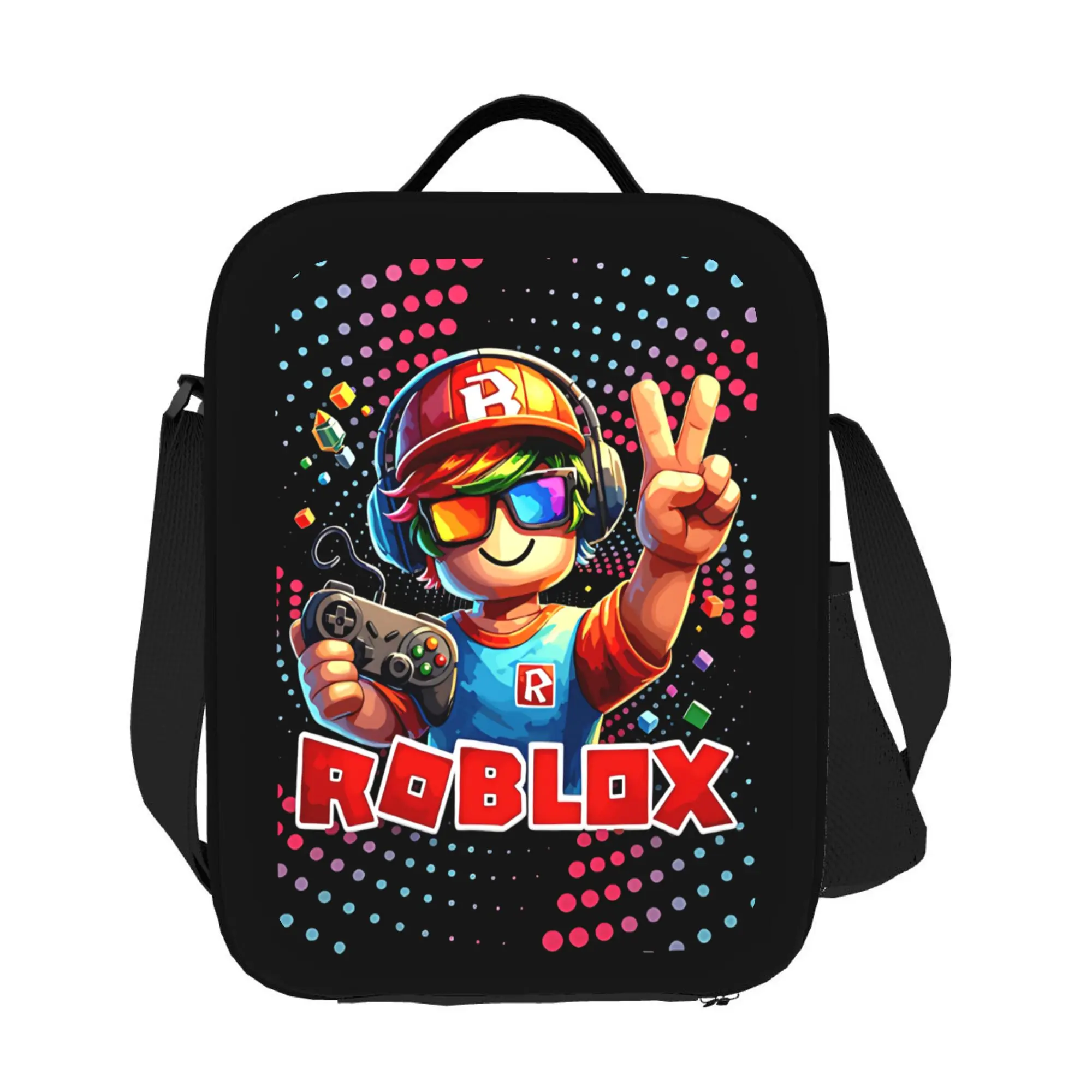 Roblox Gamer Lunch Bag for Women Men Insulated Video Game Adjustable Reusable Portable for School Picnic Hiking Beach