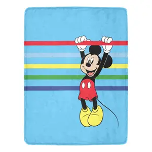 [SummerVibes] DISNEY CLASSIC Mickey Mouse Throw Blanket - Super Soft & Cozy Stripes Fleece Bedding