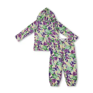 Kids Boy Winter Outfit Camo Hoodies Set Mardi Gras Clothing Set BLP1381