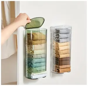 Wall-Mounted Pull-Out Storage Box for Underwear, Trash Bags - Space-Saving Organizer with Cover for Household B