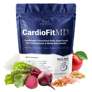 1MD Nutrition CardioFitMD - Vegan Beets Superfood Powdered Drink Mix - High Fiber, Pre & Probiotics - Heart & Digestive Health- Berry Lemonade Flavor