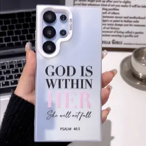 Pink Bible Psalms Quotes Christian Pattern Case for  S25 Ultra/S24/S23/S22 Plus Shockproof Drop Protection Durable Cover 9906aa