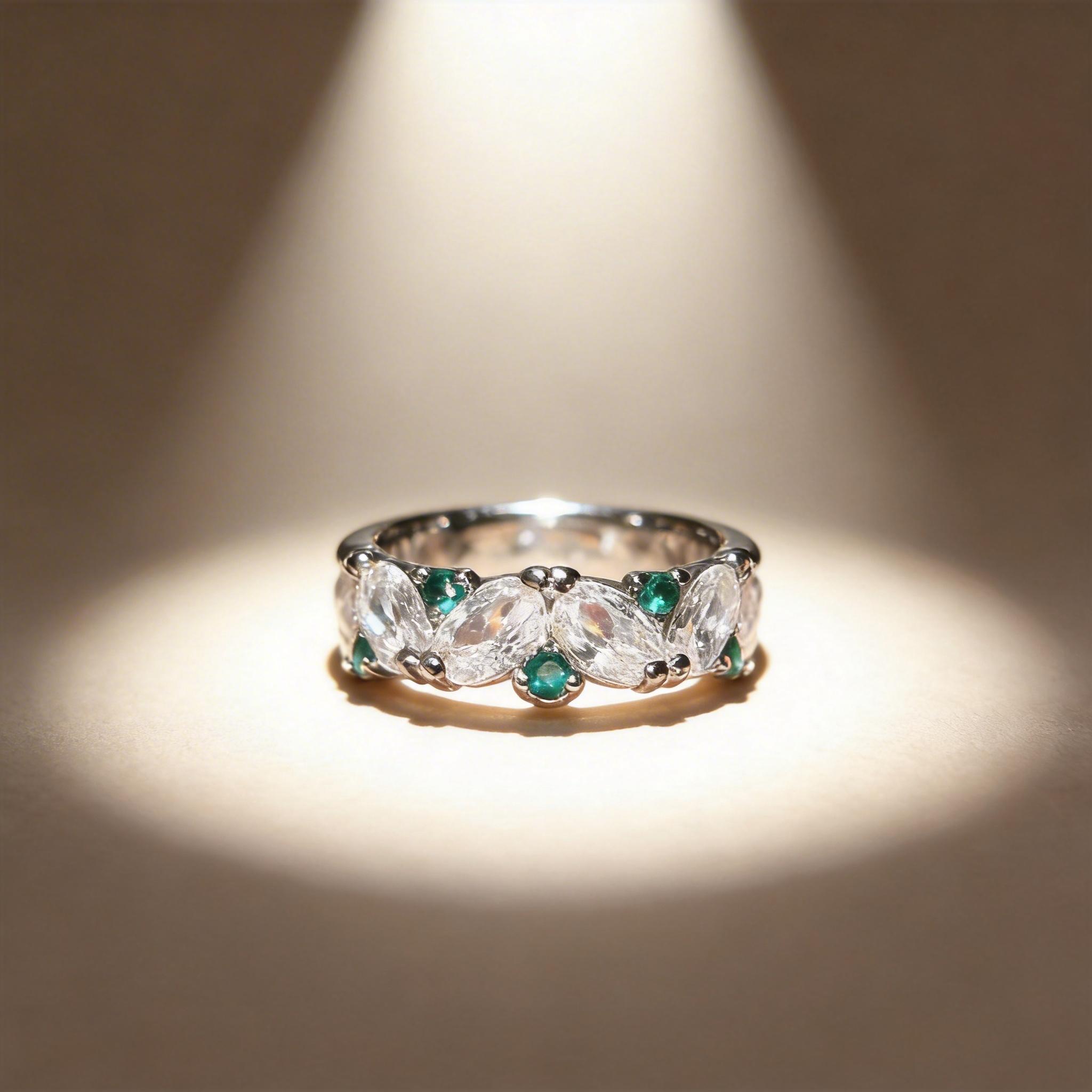 Hypoallergenic Marquise Emerald Eternity Ring for Sensitive Skin, Sparkling CZ Stackable Band, Safe Gift for Women with Allergies, Comfortable for All-Day Wear, Daily & Formal Occasions