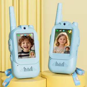 Video Walkie Talkies for Kids, Handheld 2 Pack Rechargeable Video Intercom Kids Walkies Talkies, Indoor Outdoor Toys for Family Games, Outside, Camping, Hiking for Boys Girls Ages 3-12 (Blue/Blue)