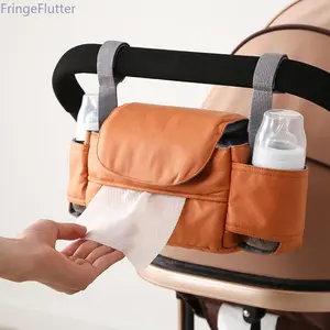 FringeFlutter Mom's Essential Stroller Organizer Bag & Storage Pouch Universal Hanging Basket Frame-Mounted Caddy for Baby Strollers Car Seats Multi-Compartment Water-Resistant Travel Accessory