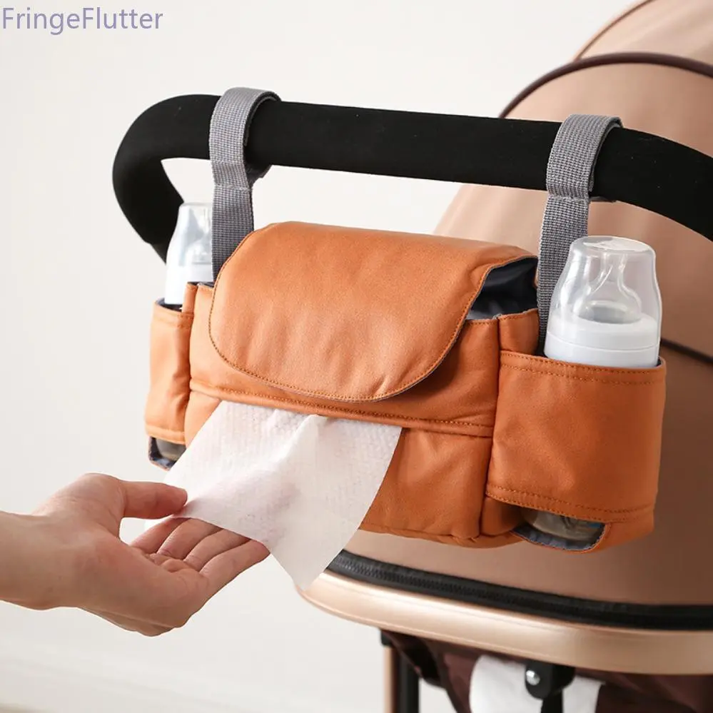 FringeFlutter Durable Polyester-PVC Diaper Stroller Organizer Bag - Frame-Mounted Universal Hanging Caddy, Multi-Compartment Water-Resistant Adjustable Travel Pouch for Baby Strollers, Car Seats (Sports & Outdoor Accessory)