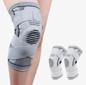 2-pack outdoor sports silicone knee pads, suitable for hiking, basketball, soccer, volleyball, badminton, compression straps, support, breathable meniscus joint protection gear for running.