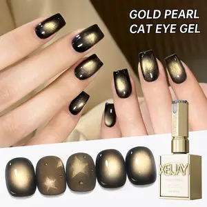 1PC 15ML Golden Pearl Cat Eye Gel Nail Polish - Ultra-Glossy, Long-Lasting, DIY Manicure Salon-Quality, Alcohol-Free Formula, Easy to Apply with Elegant Frame Bottle Design, Nail Art Deco