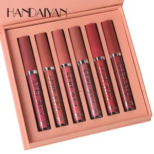 Handaiyan 6pcs Matte Liquid Lipstick Set Long Lasting High Pigmented Nude Waterproof Non-Stick Cup Lip Gloss Kit for Women Smooth Flawless Makeup Gift Set